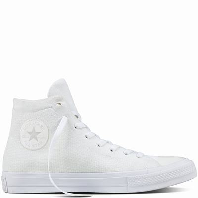 Converse Chuck Taylor All Star X Nike Flyknit High Tops Mens - White/White/White Shoes (580RSEMK)